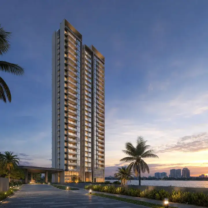 Prestige Rosewood tower exterior at the lakefront Phase 3 of Prestige Raintree Park, Varthur